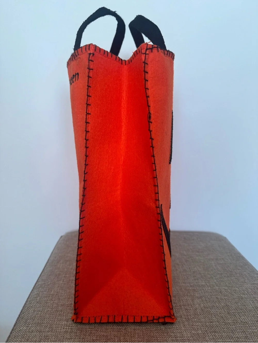 Kids Halloween Pumpkin Treat Bags - Pink & Orange Felt Set